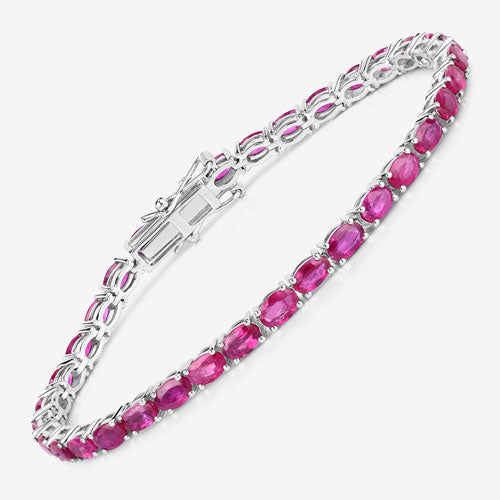 9.18 Carat Genuine Ruby 10K White Gold Bracelet