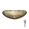 Tempered Glass Vessel Sink With Boat Shape Pop-Up Drain