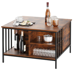Lift Top Coffee Table With Storage, Adjustable Height Living Room - Black / Brown