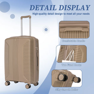 Gigatech 3-Piece PP Spinner Wheel Luggage Set (Champagne)