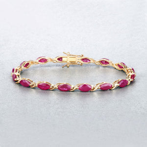 8.00 Carat Genuine Ruby 10K Yellow Gold Bracelet