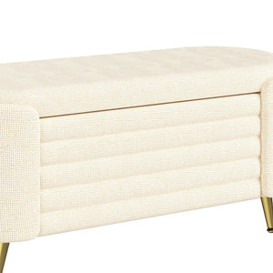 Modern Oval Storage Ottoman With Upholstery