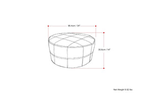 Connor 34" Round Coffee Table Pouf - Distressed Brown