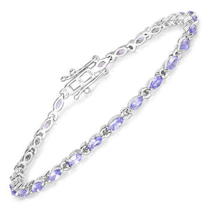 3.78 Carat Genuine Tanzanite .925 Sterling Silver Bracelet