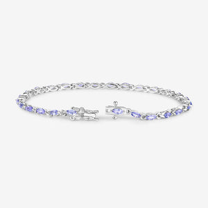 3.78 Carat Genuine Tanzanite .925 Sterling Silver Bracelet