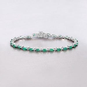 3.24 Carat Genuine Zambian Emerald .925 Sterling Silver Bracelet