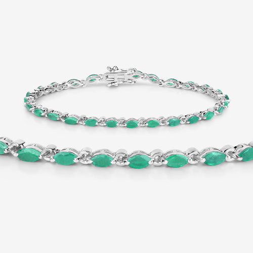 3.24 Carat Genuine Zambian Emerald .925 Sterling Silver Bracelet