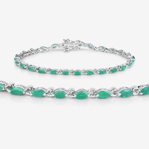 3.24 Carat Genuine Zambian Emerald .925 Sterling Silver Bracelet