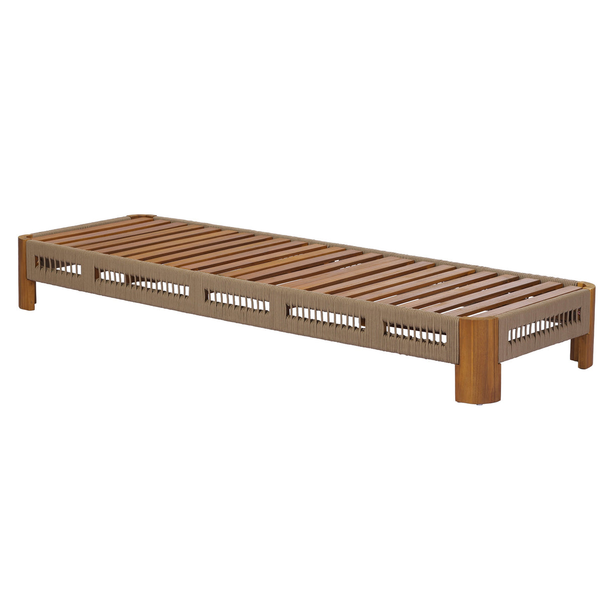 Acacia Wood Outdoor Chaise Lounge with Adjustable Backrest