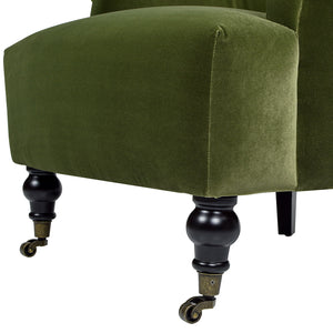 Pleated Sock Arm Accent Armchair with Supportive Seating - Green
