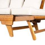 Outdoor Patio Daybed Sofa, 3-Seat Sofa with Foldable Arm & Removable Cushions