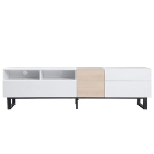 TV Stand for 80" TV with Double Storage Space and Drop Down Door