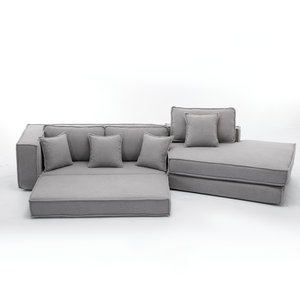 Folding Convertible 3-Seat Sleeper Sofa Bed in Gray