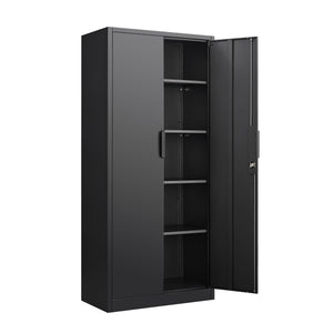 2 Door File Cabinet With Lock, 4 Adjustable Shelves, Heavy-Duty