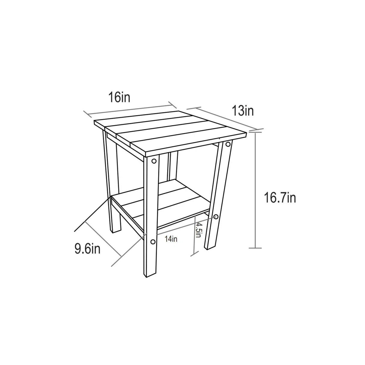 3-piece folding adirondack chair set with side table