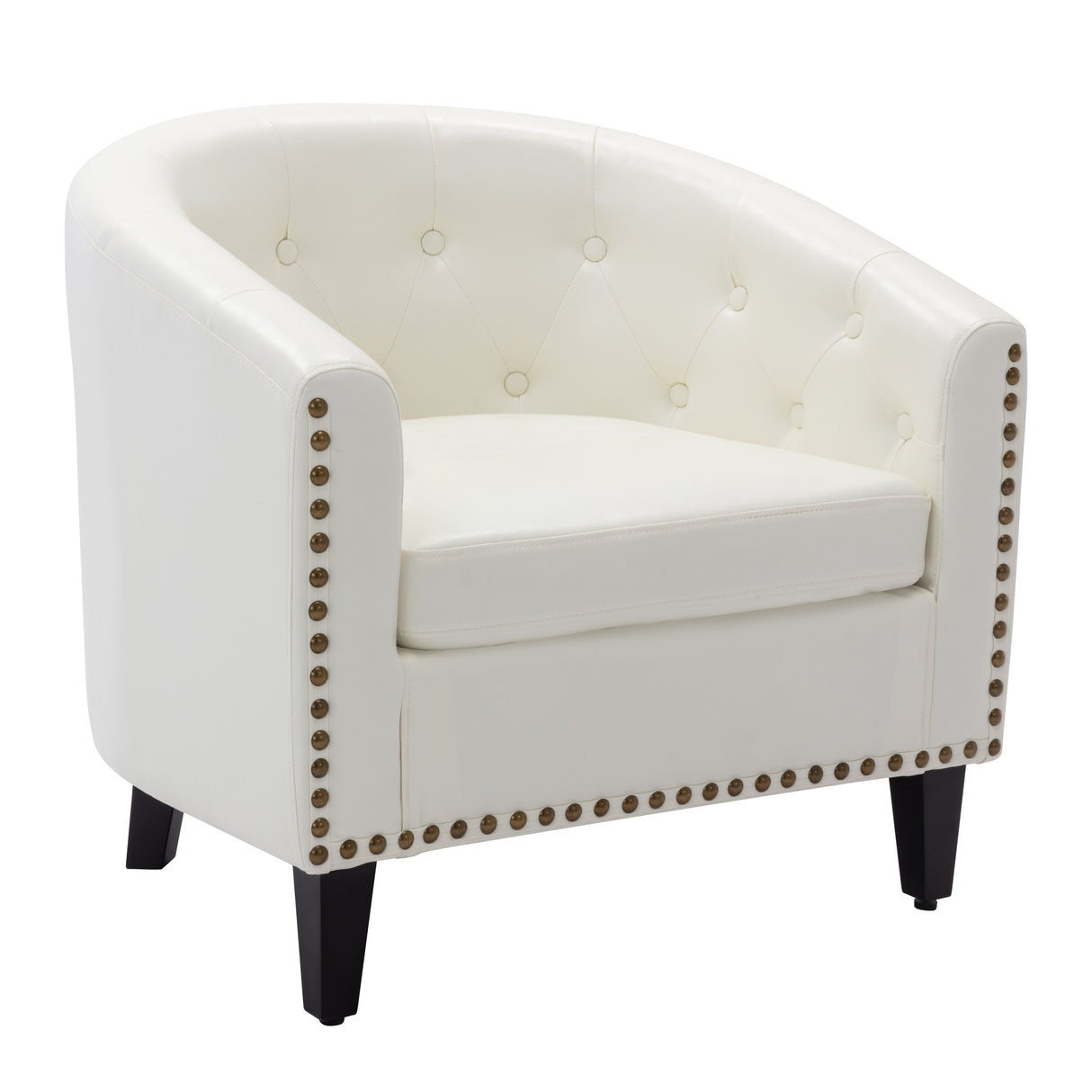 Pu leather tufted barrel chairtub chair for living room bedroom club chairs