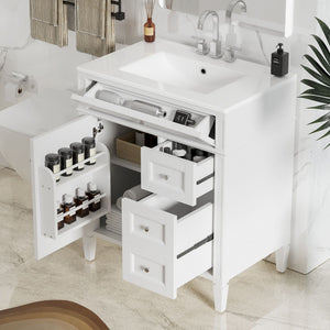 Bathroom Vanity With Top Sink, 2 Drawers & Tip Out Drawer