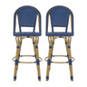 Outdoor Rattan And Aluminum French Barstools (Set of 2)