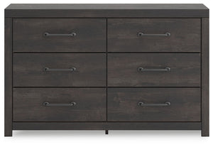 Hollivern - Six Drawer Dresser - Dark Gray