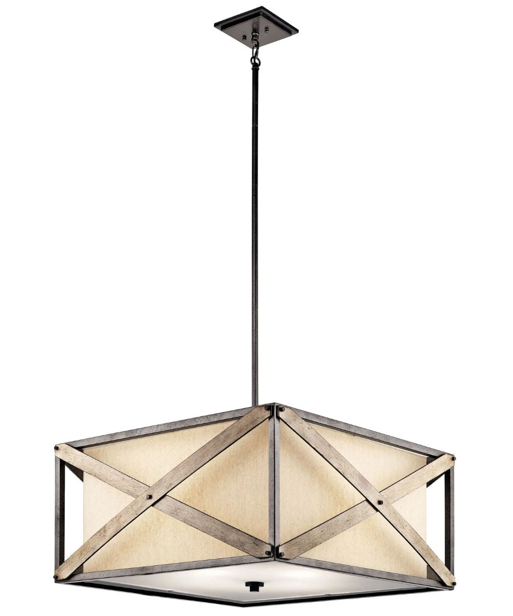Cahoon 26"W 4-Light Anvil Iron Pendant/Semi-Flush Mount Light by Kichler