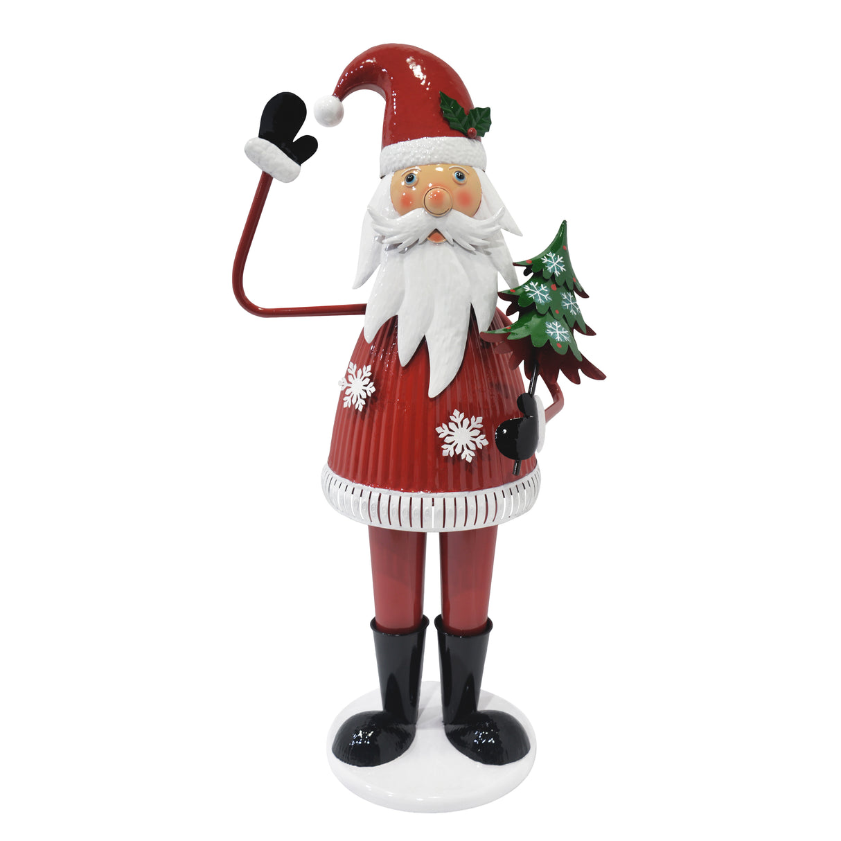 4 Ft Cheerful Santa Claus Holding Tree and Waving
