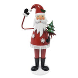 4 Ft Cheerful Santa Claus Holding Tree and Waving