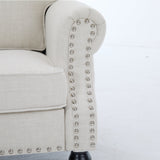 68 Inch Faux Leather Rolled Arm Sofa with Nailhead Trim