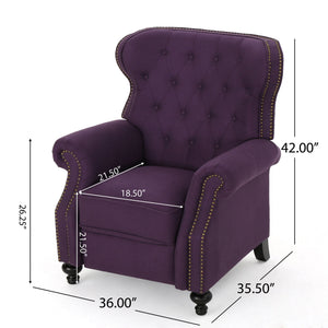 Accented Push Back Recliner Chair With Rolled Arms