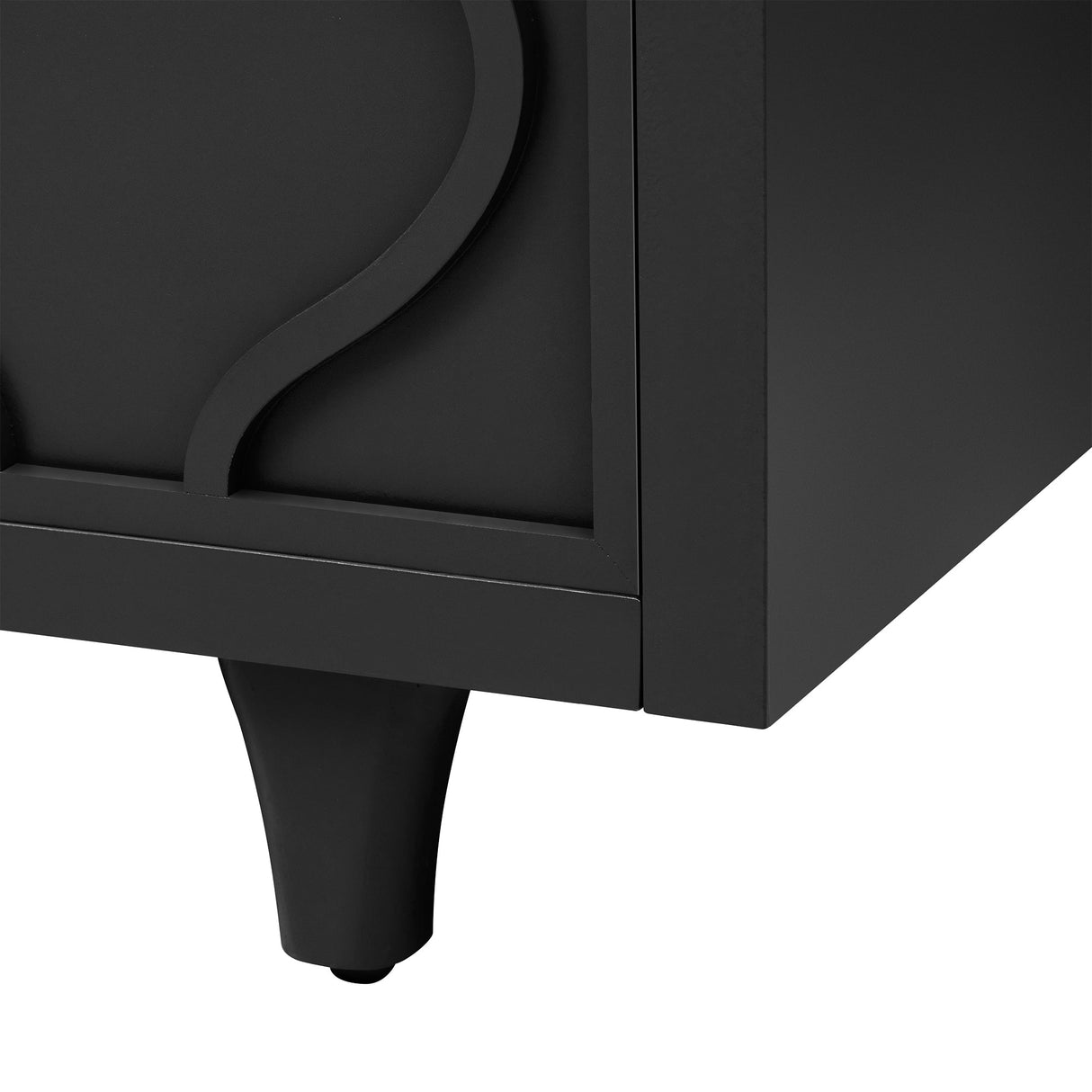 Storage Cabinet Sideboard Wooden Cabinet with Embossed Curved Doors