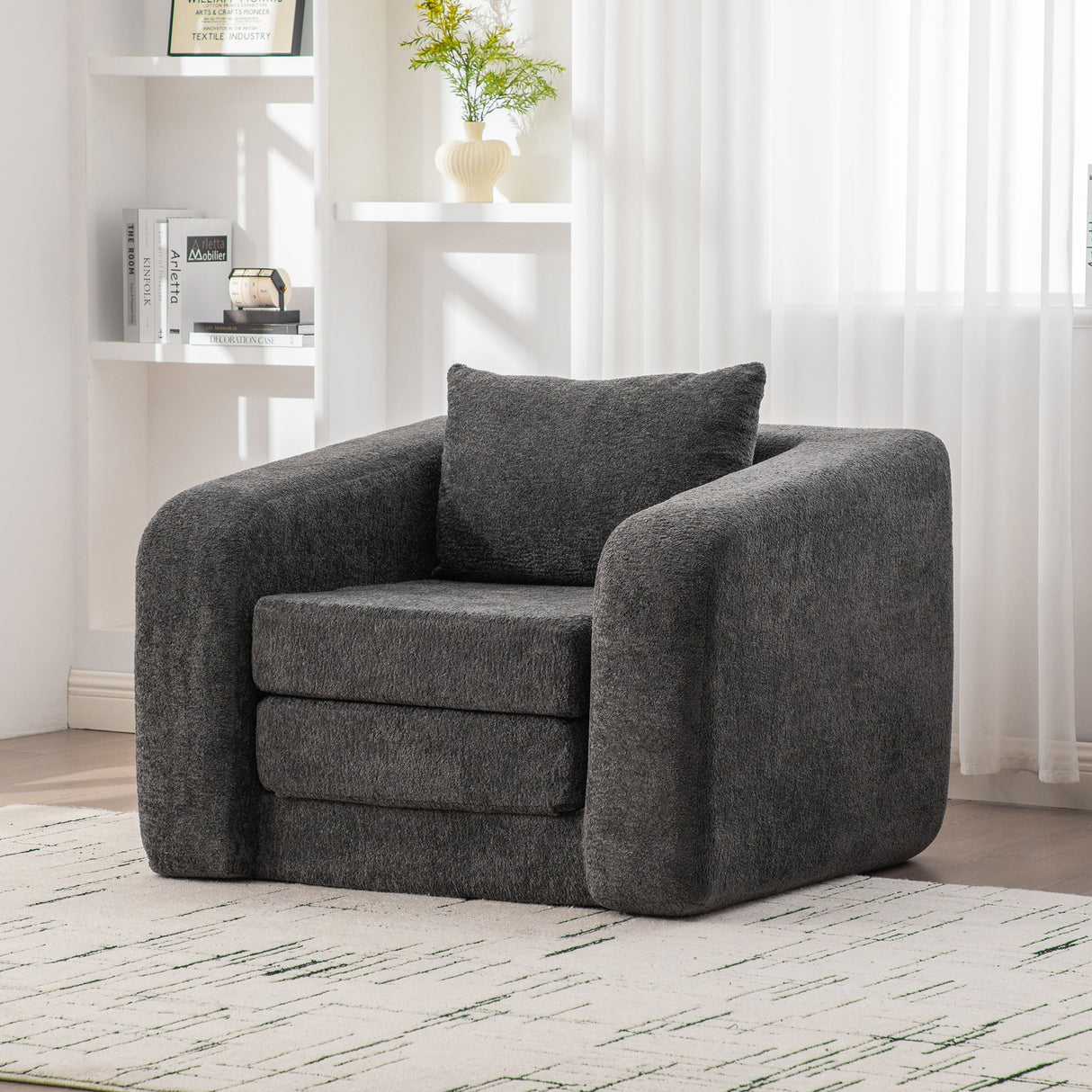 40" Foldable Single Sofa Bed with Armrest & Backrest