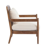 Elliston Rattan Backrest Solid Wood Accent Chair with Cushions Set of 2