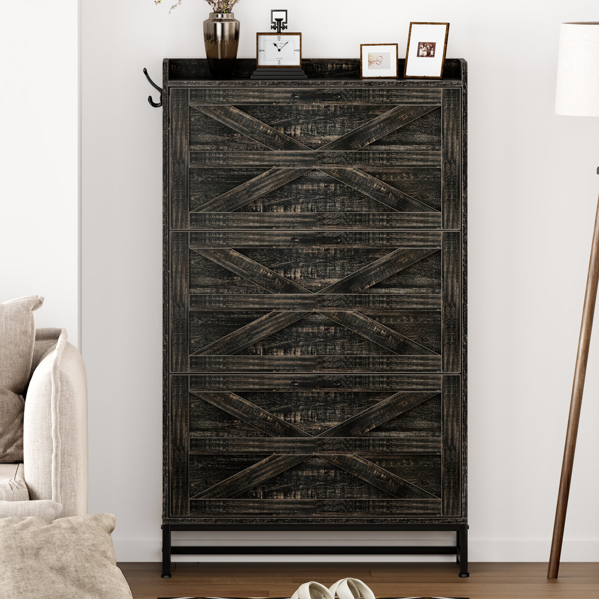 Shoe Cabinet, Entry Home Shoe Cabinet, Grey