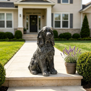 20'' Antique Finish Realistic Sitting Cocker Spaniel Dog Statue