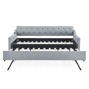 Size Upholstered Daybed With Trundle And USB Charging Armrest