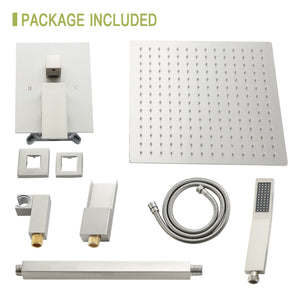 16" Ceiling Mount Square Shower System With Waterfall Tub Spout And Rough In Valve