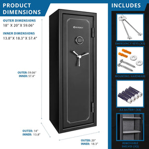 Tall Fireproof Protection Safe Vault with Solid Steel Construction - Black