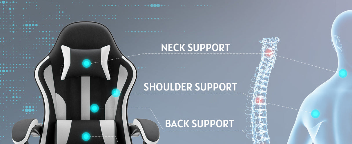 Ergonomic Gaming Chair with Footrest and Lumbar Support