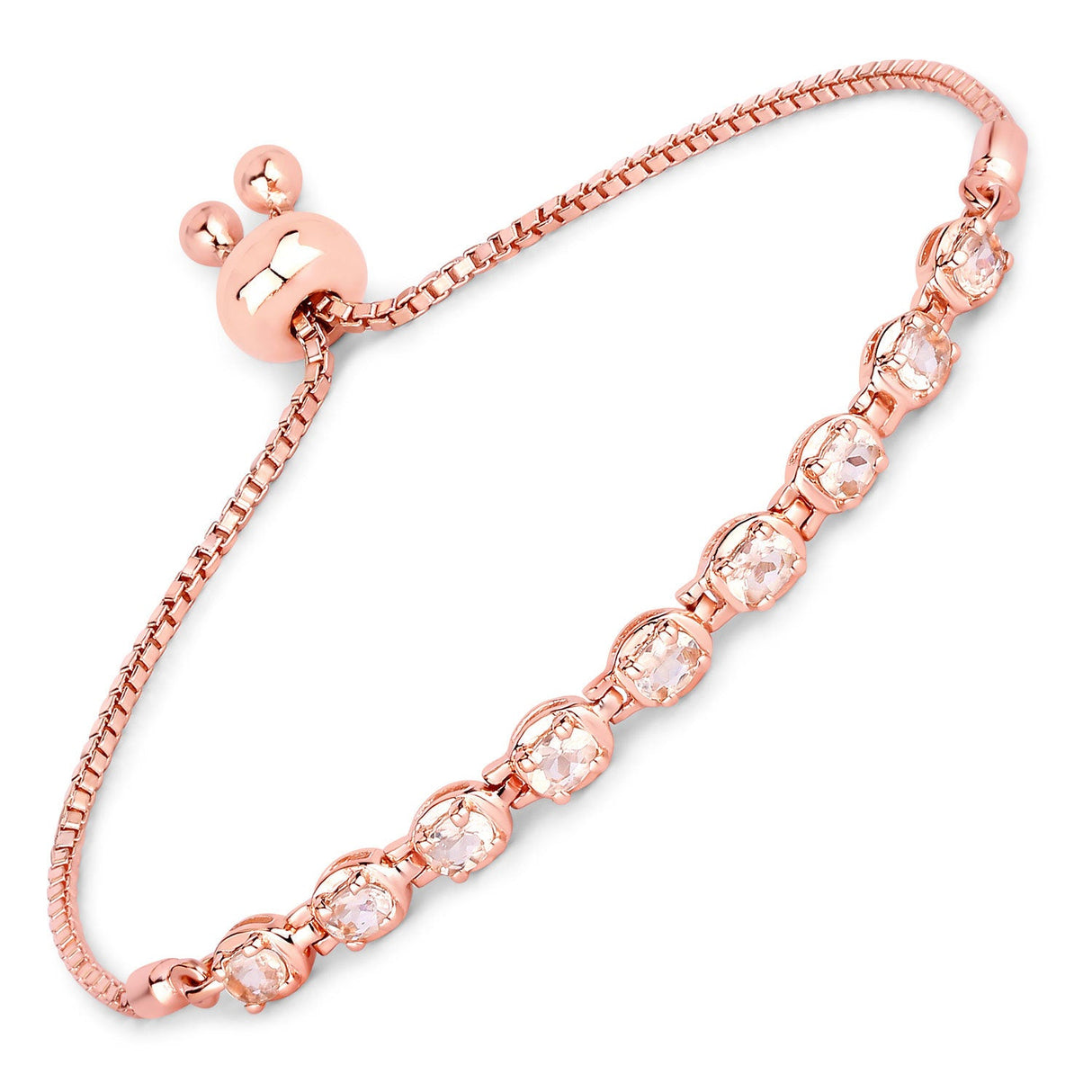 1.35 Carat Genuine Morganite .925 Sterling Silver Bracelet