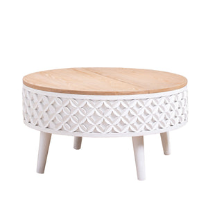 Round Coffee Table with Lift-Top Storage