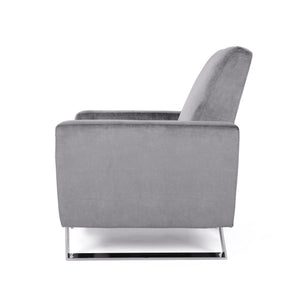 Bolt - Upholstered Recliner Chair With Stainless Steel Base - Gray / Chrome