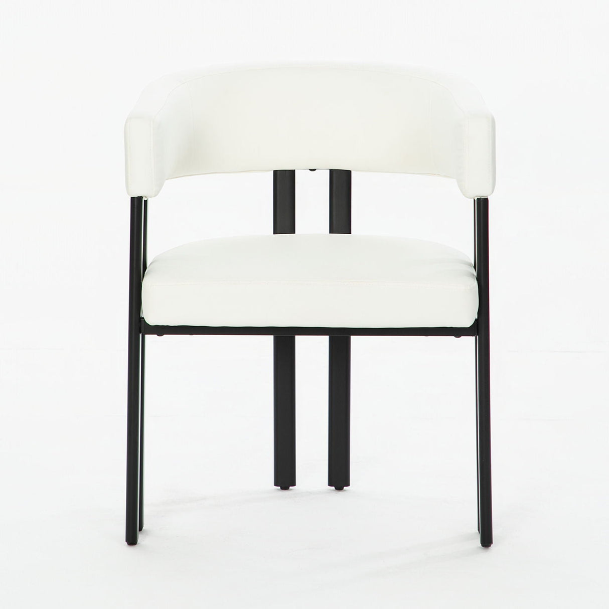 Modern Dining Upholstered Barrel Chair With Curved Back And Armrests