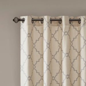 Fretwork Print Grommet Top Window Curtain Panel (One Panel)