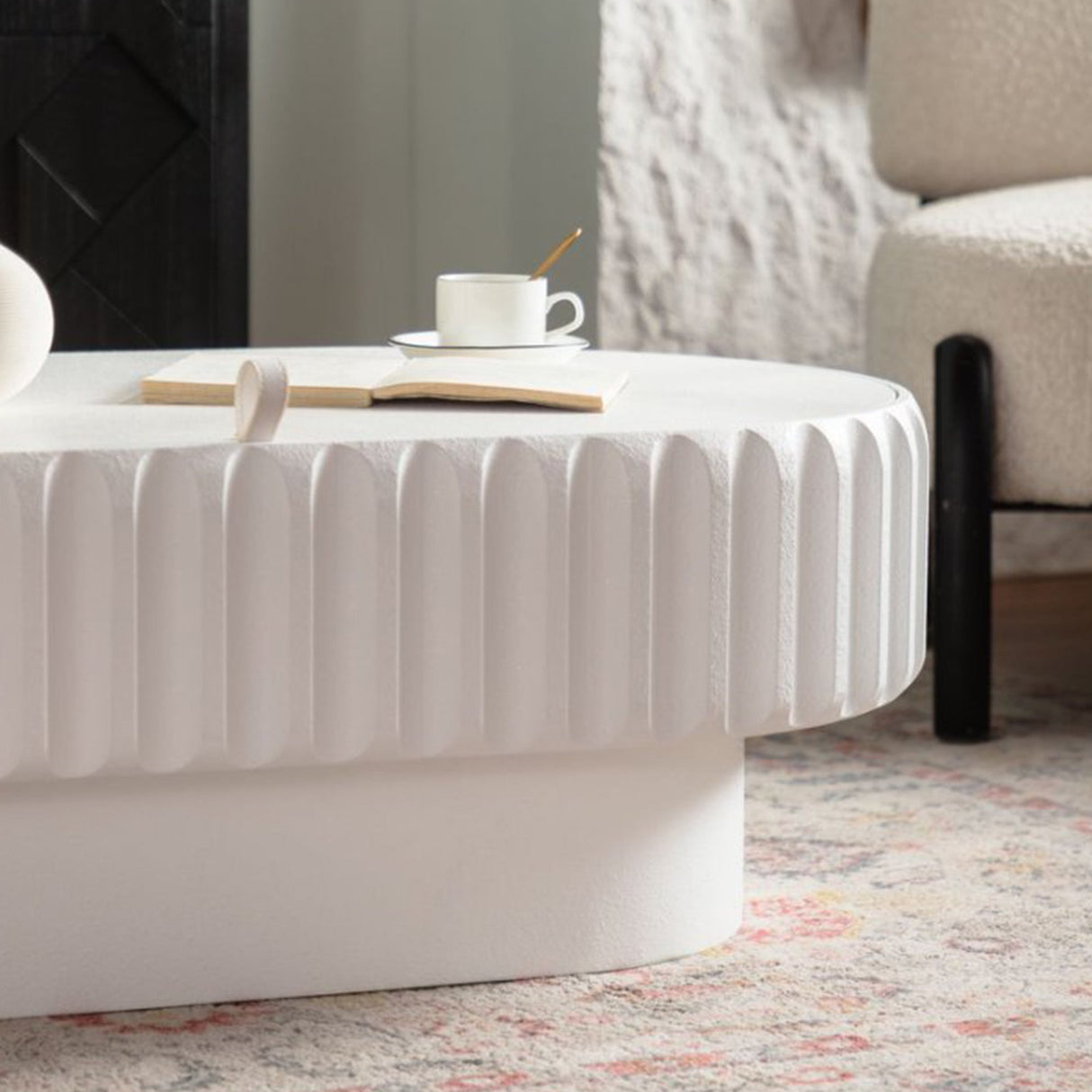 Fluted Storage Table with Lift-Off Lid