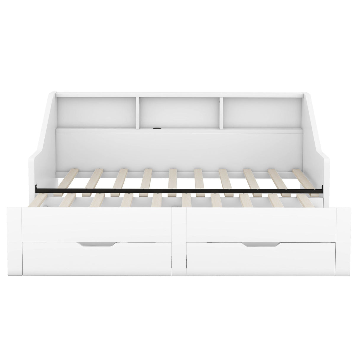 Daybed Frame With Storage Bookcases, 2 Drawers, Charging Station