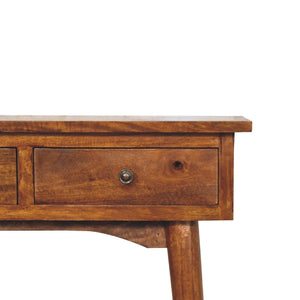 Solid Mango Wood Mini Chestnut Hallway Console with 2 Drawers