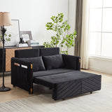 Conway Convertible Velvet Loveseat Sleeper with Arm Storage and Adjustable Back