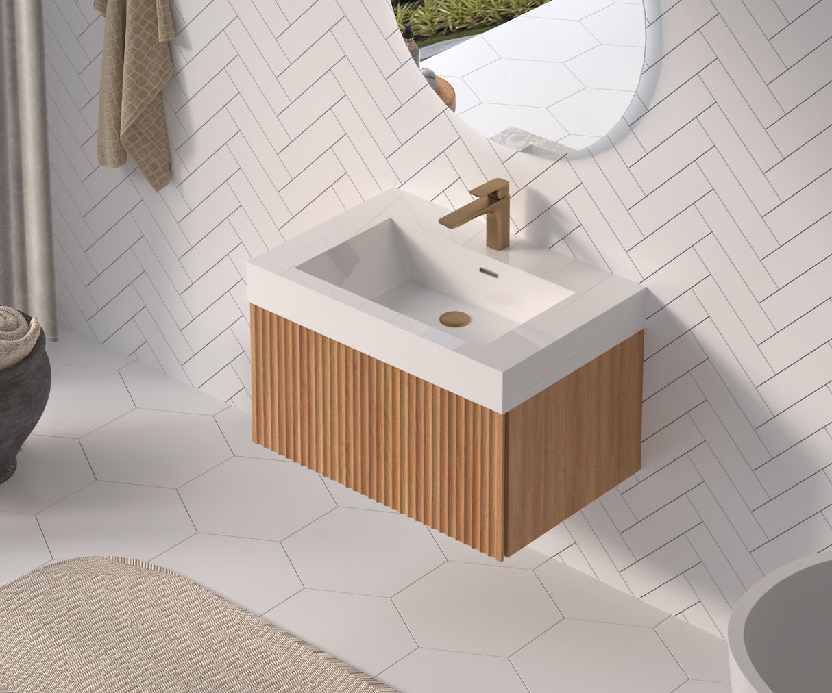 30" Bathroom Vanity with Sink - Wall Mounted Floating Cabinet