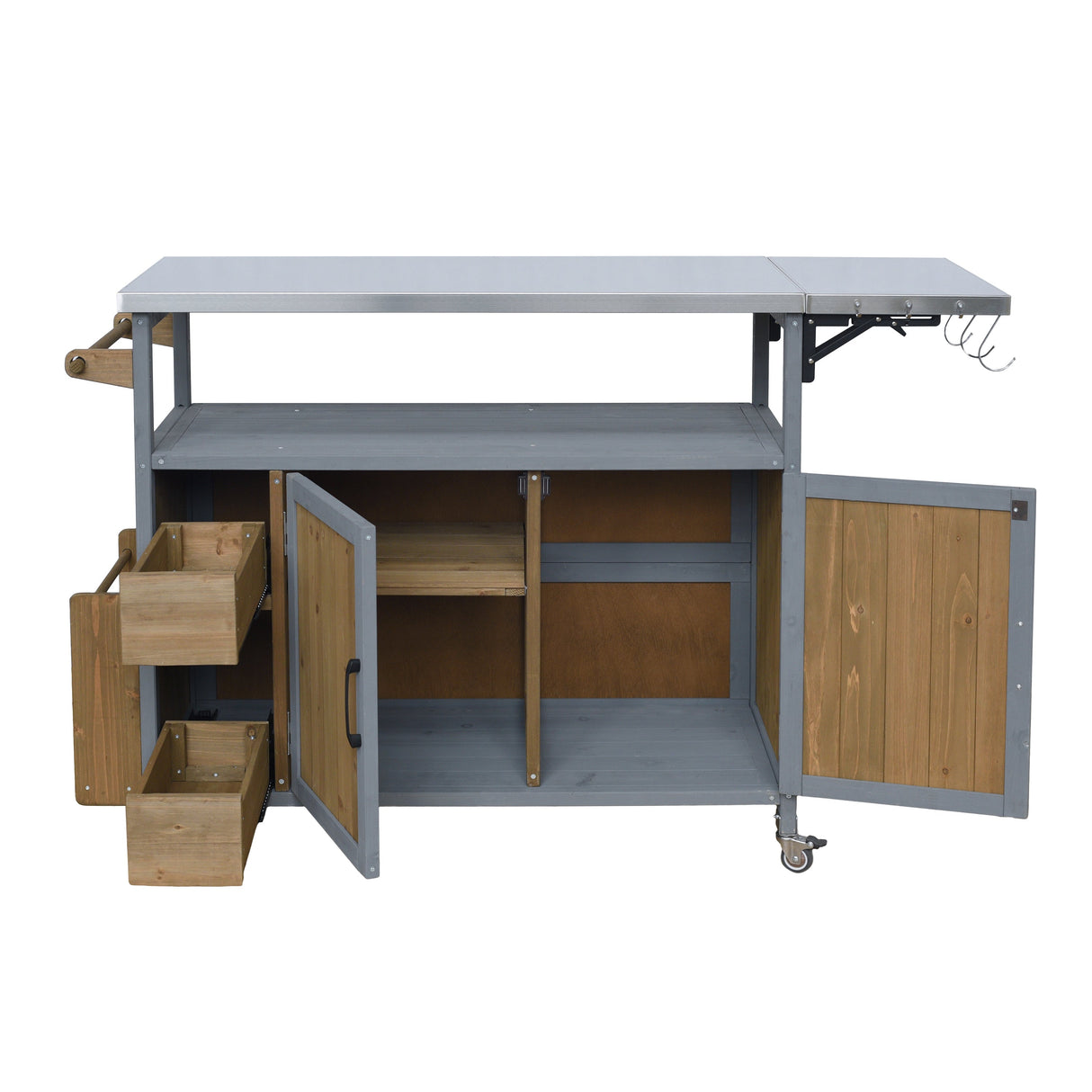 54.33" Farmhouse Rolling Outdoor Kitchen Cart