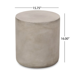 Outdoor Lightweight Concrete Side Table, Light Gray