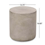 Outdoor Lightweight Concrete Side Table, Light Gray